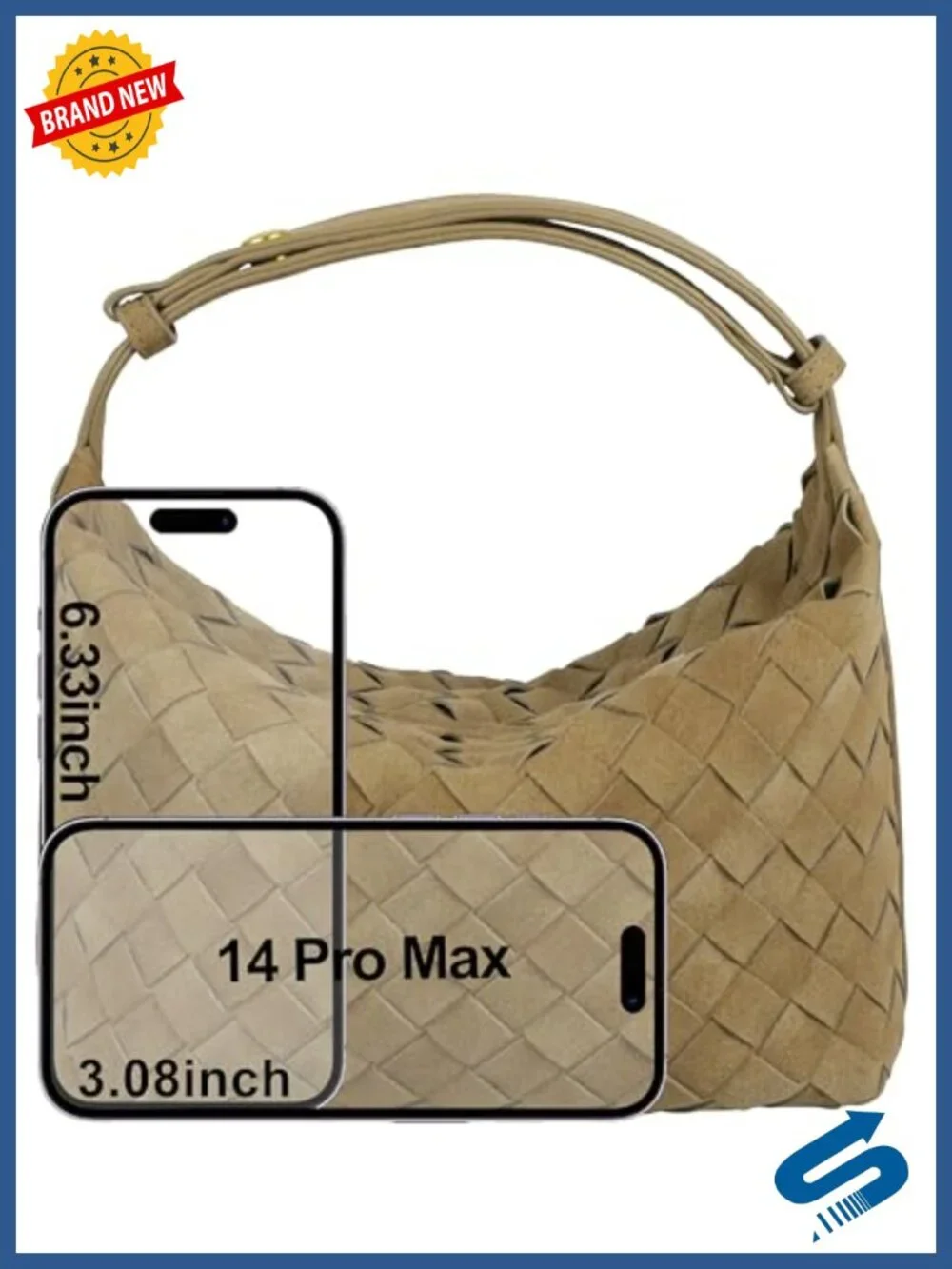 Faux Suede Woven Hobo Handbag Women's Small Shoulder Purse Adjustable Strap